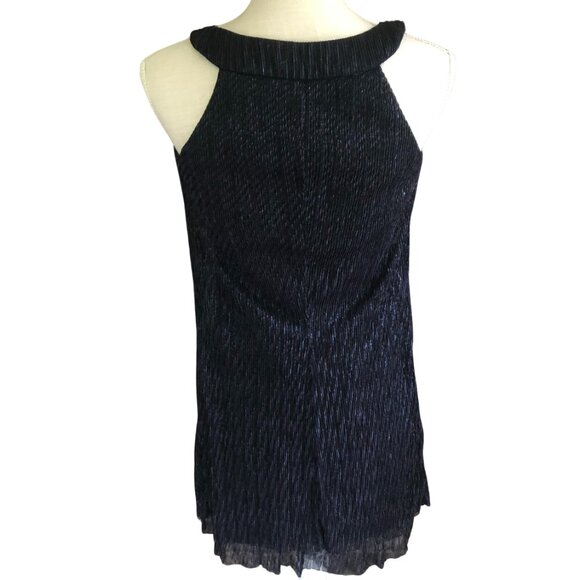 Caché Blue Metallic Beaded Sequin Tank Dress Size 0 Evening Party Cocktail - Picture 6 of 10